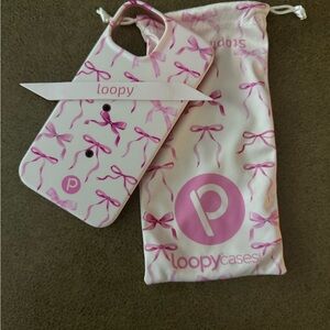 Loopy Pink Bow Phone Case with Pouch - fits IPhone 13/14 - Righty